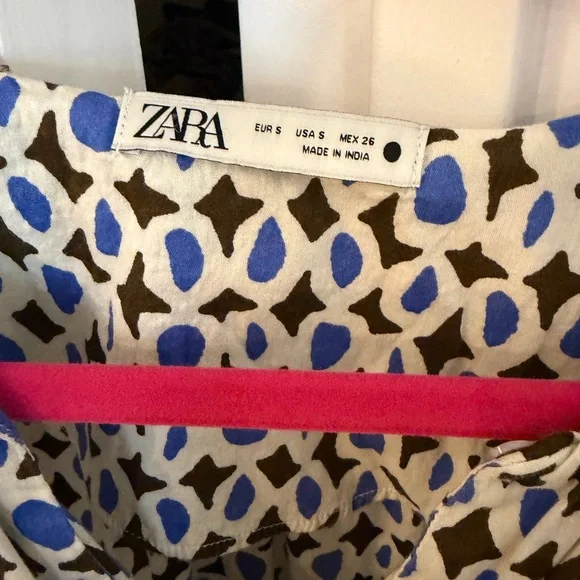 Zara Blue & White midi patchwork dress size small soho NYC - Picture 2 of 7